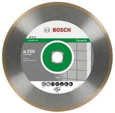 Диск алмазний Bosch Standard for Ceramic, 250 мм, 25.4-30мм, 1.6мм, 7мм 2608602539 фото