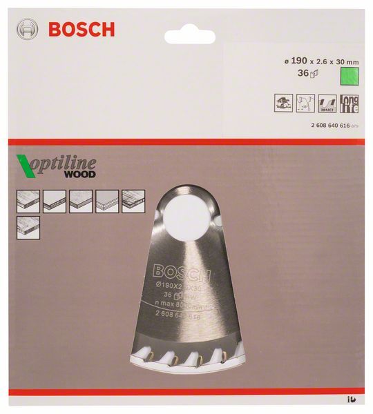 Пильний диск Bosch Optiline Wood 190x30 36z (2608640616) 2608640616 фото