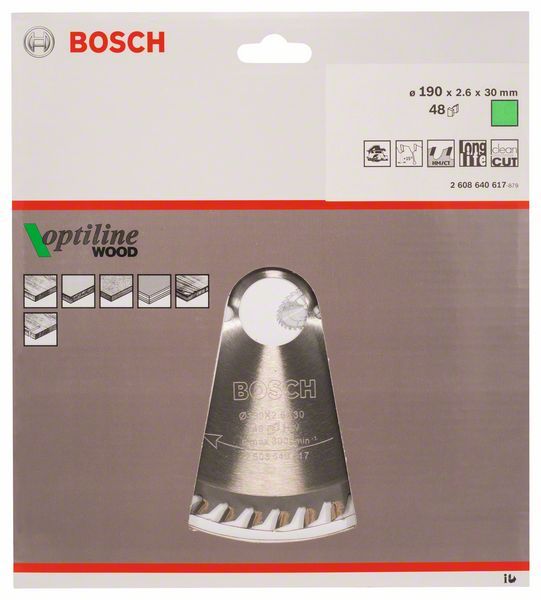Пильний диск Bosch Optiline Wood 190x30 48z (2608640617) 2608640617 фото
