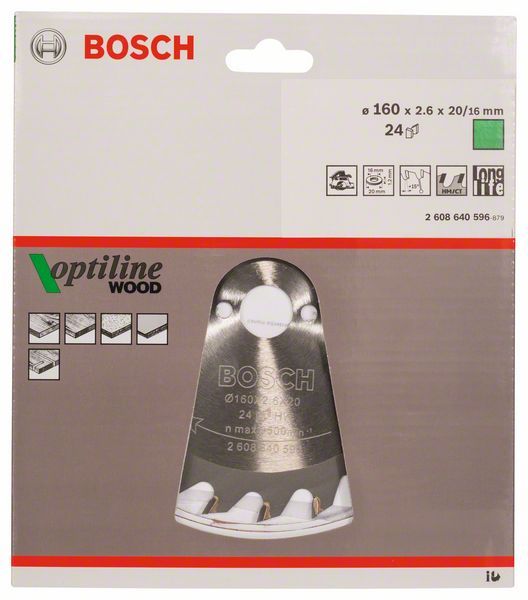 Пильний диск Bosch Optiline Wood 160x20 24z (2608640596) 2608640596 фото