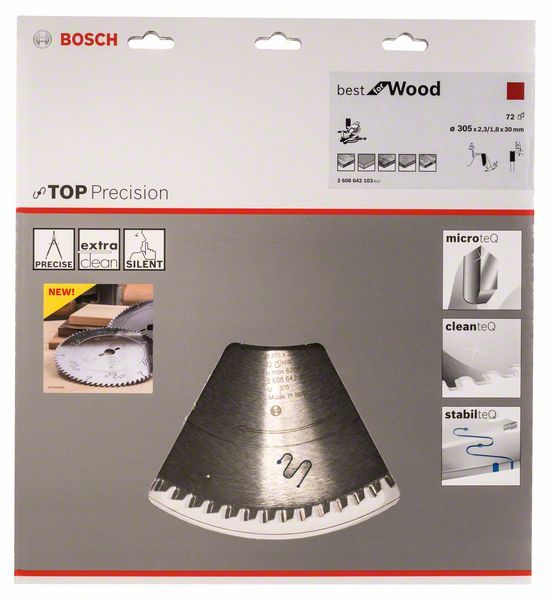 Пильний диск Bosch Top Precision Best for Wood 305x30 72z (2608642103) 2608642103 фото